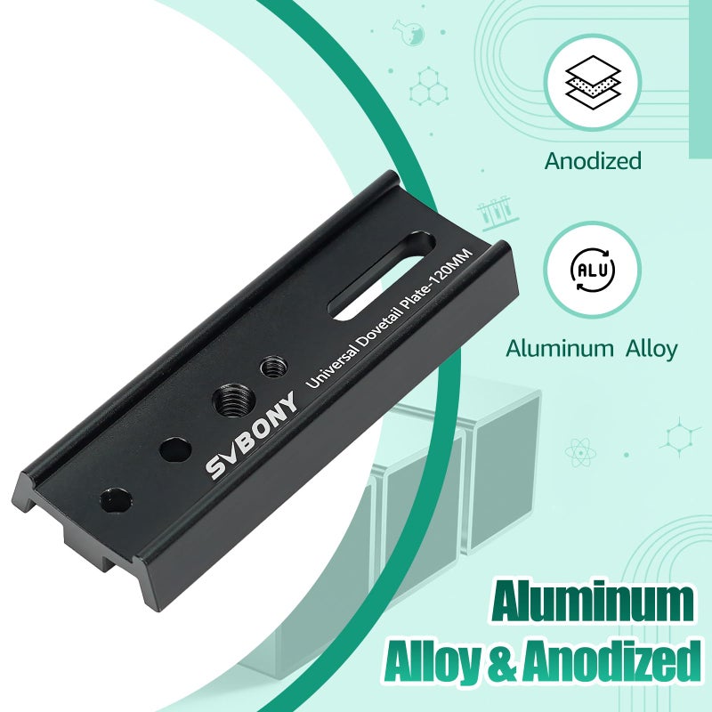SVBONY SV219 Dovetail Mount Plate, 120mm 4.72 inches Universal Dovetail Plate Compatible with Vixen Dovetail Saddles, Telescope Accessories for OTA Equatorial Tripod Sky Astrophotography - Image 4